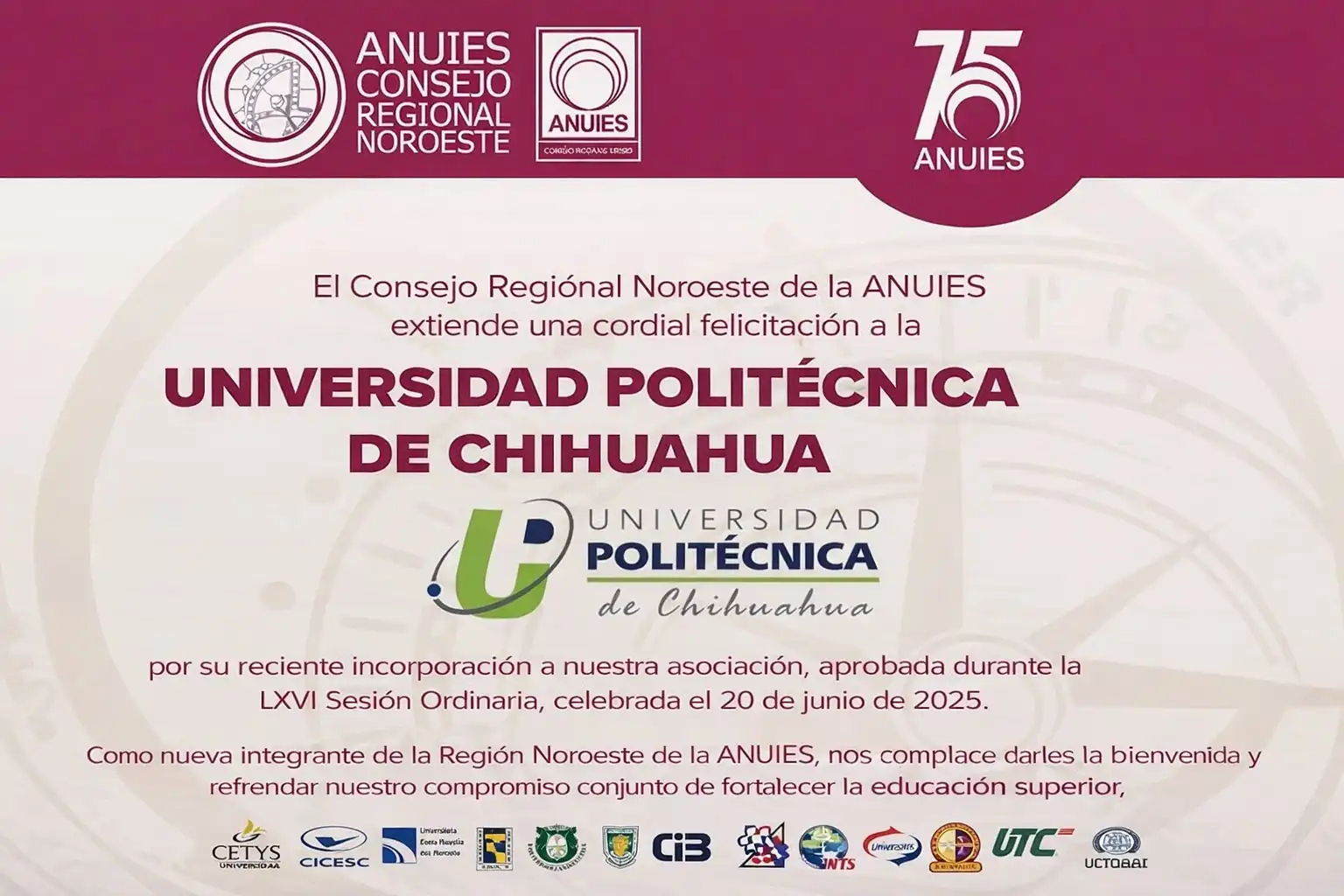 Bienvenida a la Universidad Politécnica de Chihuahua a la ANUIES de la RM