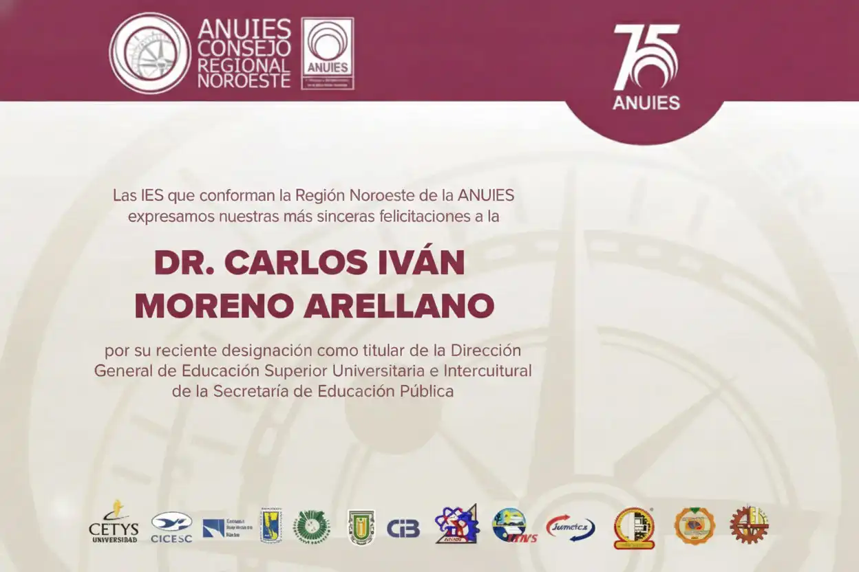 Felicitaciones al Dr. Carlos Iván Moreno por su reciente nombramiento como titular de la Dirección General de Educación Superior Universitaria e Intercultural de la Secretaría de Educación Pública.